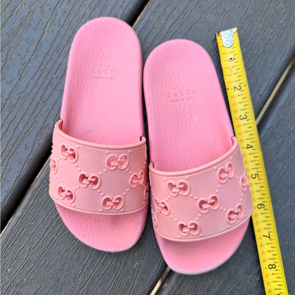 Gucci Kids' Girls Bubblegum Pink Perforated Logo Slide Sandals